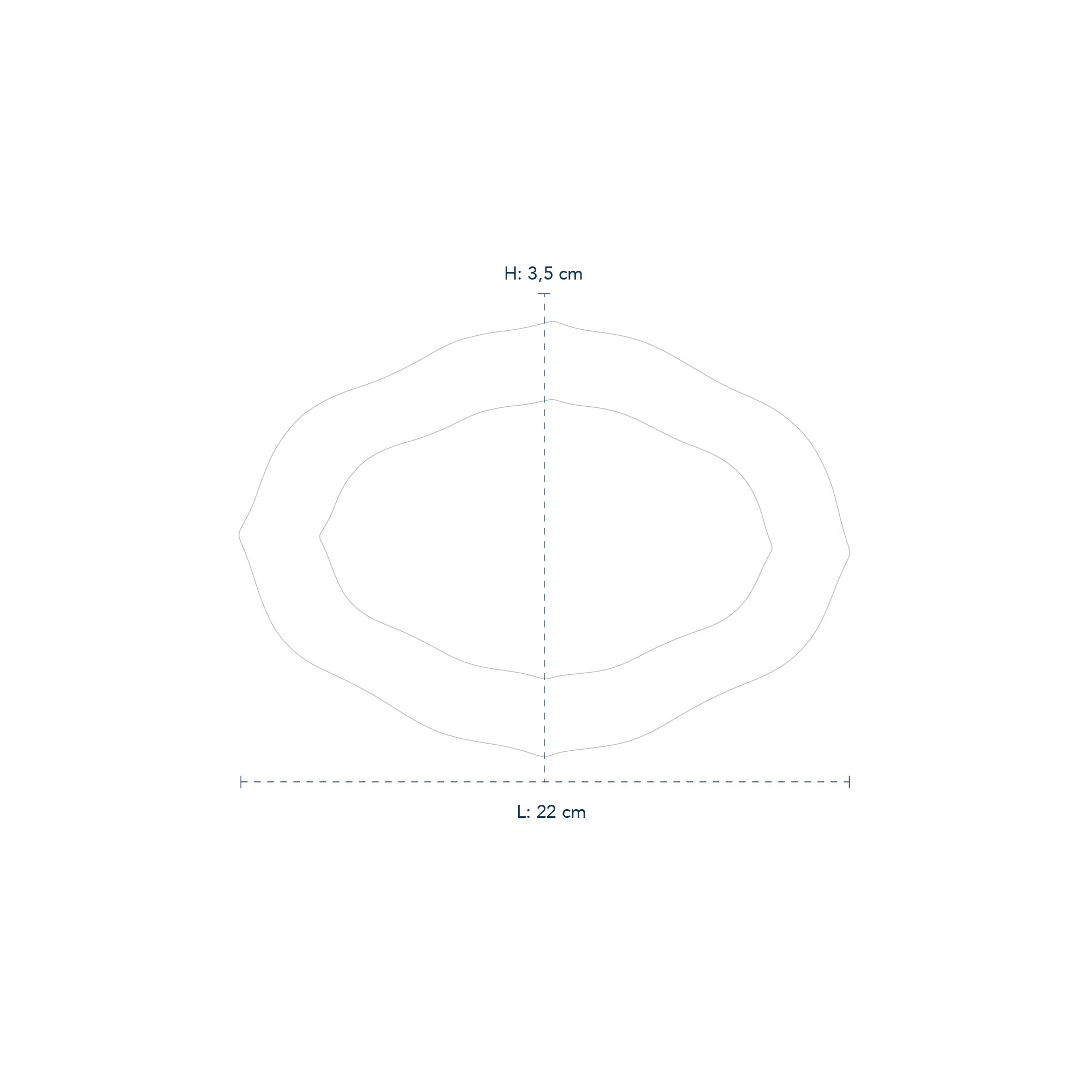 Line drawing of White Fluted Half Lace White Fluted Half Lace Dish 22 cm